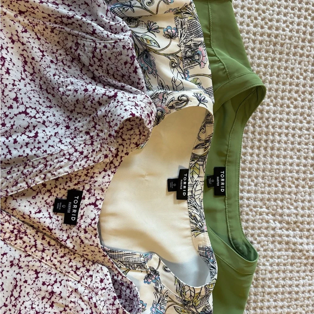 Torrid Harper Blouse Bundle - Floral, Cream, Olive - Picture 1 of 5
